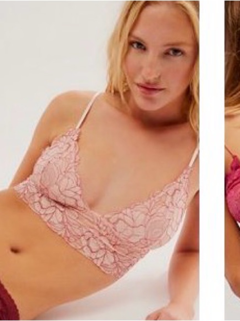 Free People Pink Floral Lace Bralette